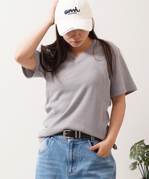 1111clothing(ワンフォークロージング)の「レギュラーフィット サーマル Vネック Tee / Regular Fit Thermal V-Neck T-Shirt(Tシャツ/カットソー・メンズ・グレー/ネイビー/カーキ/ブラック・L/XL/M)」の15枚目の写真