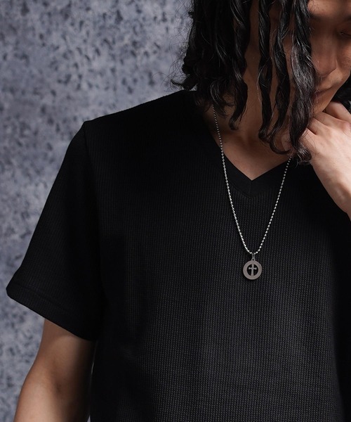 1111clothing(ワンフォークロージング)の「レギュラーフィット サーマル Vネック Tee / Regular Fit Thermal V-Neck T-Shirt(Tシャツ/カットソー・メンズ・グレー/ネイビー/カーキ/ブラック・L/XL/M)」の12枚目の写真