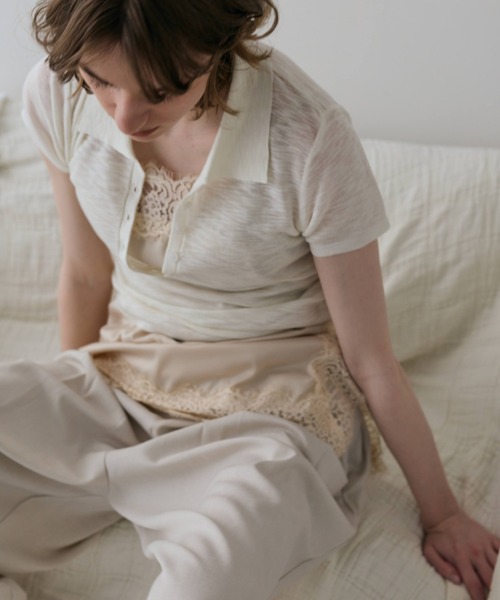 flaeu(フラユ)の「Dry Sheer Polo Knit(ポロシャツ・レディース・ライトブルー/ブラック/ライトグレー/アイボリー・FREE)」の5枚目の写真