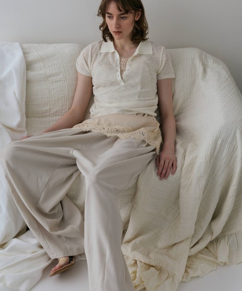 flaeu(フラユ)の「Dry Sheer Polo Knit(ポロシャツ・レディース・ライトブルー/ブラック/ライトグレー/アイボリー・FREE)」の6枚目の写真