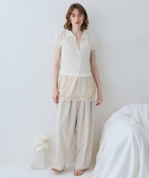 flaeu(フラユ)の「Dry Sheer Polo Knit(ポロシャツ・レディース・ライトブルー/ブラック/ライトグレー/アイボリー・FREE)」の8枚目の写真