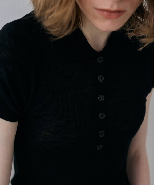 flaeu(フラユ)の「Dry Sheer Polo Knit(ポロシャツ・レディース・ライトブルー/ブラック/ライトグレー/アイボリー・FREE)」の11枚目の写真