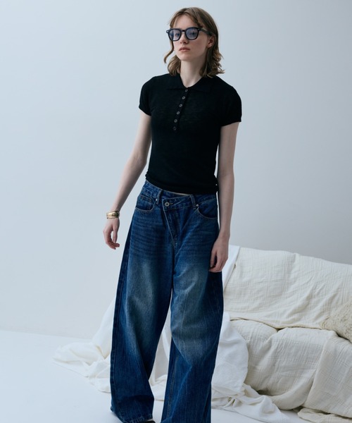 flaeu(フラユ)の「Dry Sheer Polo Knit(ポロシャツ・レディース・ライトブルー/ブラック/ライトグレー/アイボリー・FREE)」の13枚目の写真