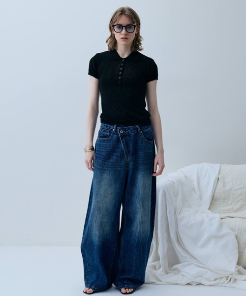 flaeu(フラユ)の「Dry Sheer Polo Knit(ポロシャツ・レディース・ライトブルー/ブラック/ライトグレー/アイボリー・FREE)」の14枚目の写真