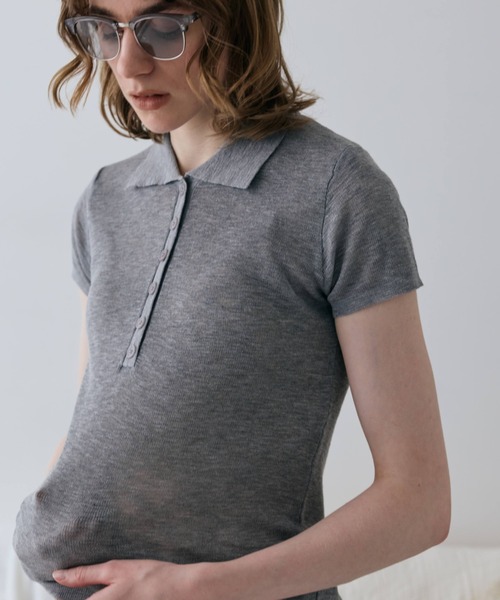 flaeu(フラユ)の「Dry Sheer Polo Knit(ポロシャツ・レディース・ライトブルー/ブラック/ライトグレー/アイボリー・FREE)」の15枚目の写真