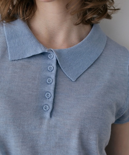 flaeu(フラユ)の「Dry Sheer Polo Knit(ポロシャツ・レディース・ライトブルー/ブラック/ライトグレー/アイボリー・FREE)」の21枚目の写真