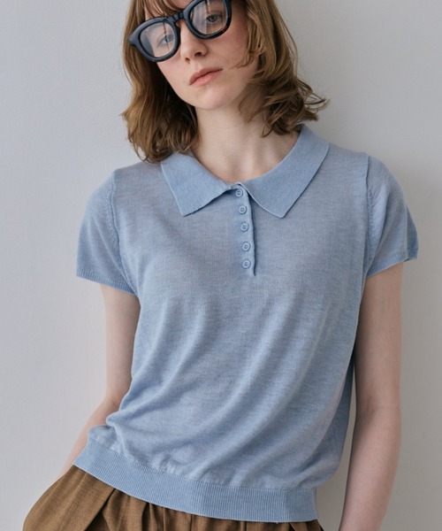 flaeu(フラユ)の「Dry Sheer Polo Knit(ポロシャツ・レディース・ライトブルー/ブラック/ライトグレー/アイボリー・FREE)」の19枚目の写真