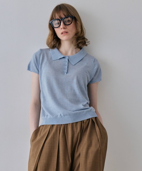 flaeu(フラユ)の「Dry Sheer Polo Knit(ポロシャツ・レディース・ライトブルー/ブラック/ライトグレー/アイボリー・FREE)」の20枚目の写真