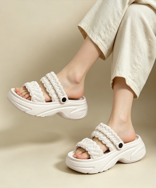 Miniministore(ミニミニストア)の「編み込みEVA厚底サンダルレディース美脚(サンダル・レディース・ブラック/グレイッシュベージュ/ホワイト・S/L/M)」の7枚目の写真