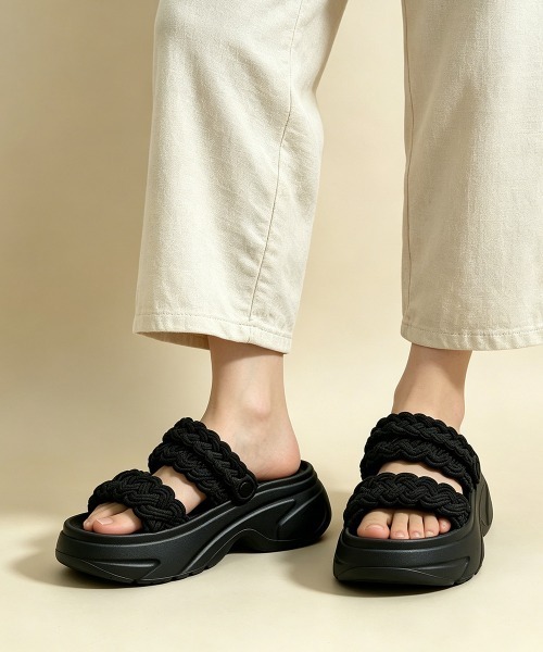 Miniministore(ミニミニストア)の「編み込みEVA厚底サンダルレディース美脚(サンダル・レディース・ブラック/グレイッシュベージュ/ホワイト・S/L/M)」の10枚目の写真