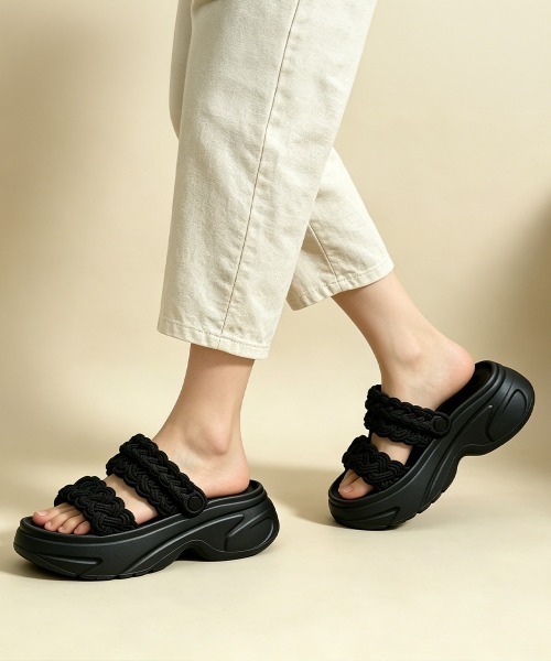 Miniministore(ミニミニストア)の「編み込みEVA厚底サンダルレディース美脚(サンダル・レディース・ブラック/グレイッシュベージュ/ホワイト・S/L/M)」の11枚目の写真