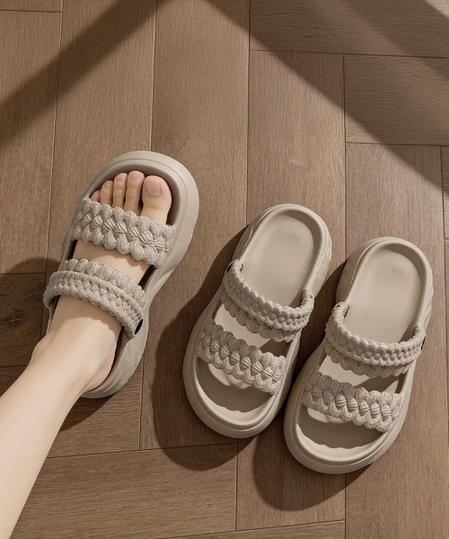 Miniministore(ミニミニストア)の「編み込みEVA厚底サンダルレディース美脚(サンダル・レディース・ブラック/グレイッシュベージュ/ホワイト・S/L/M)」の17枚目の写真