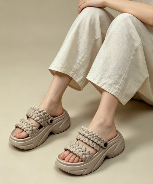 Miniministore(ミニミニストア)の「編み込みEVA厚底サンダルレディース美脚(サンダル・レディース・ブラック/グレイッシュベージュ/ホワイト・S/L/M)」の18枚目の写真