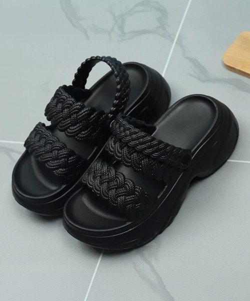 Miniministore(ミニミニストア)の「編み込みEVA厚底サンダルレディース美脚(サンダル・レディース・ブラック/グレイッシュベージュ/ホワイト・S/L/M)」の20枚目の写真