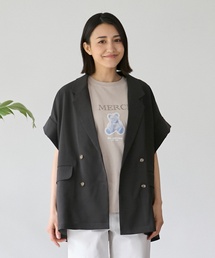 petit main LIEN（プティマインリアン）の「麻タッチドライシャツジャケット（ミリタリージャケット）」