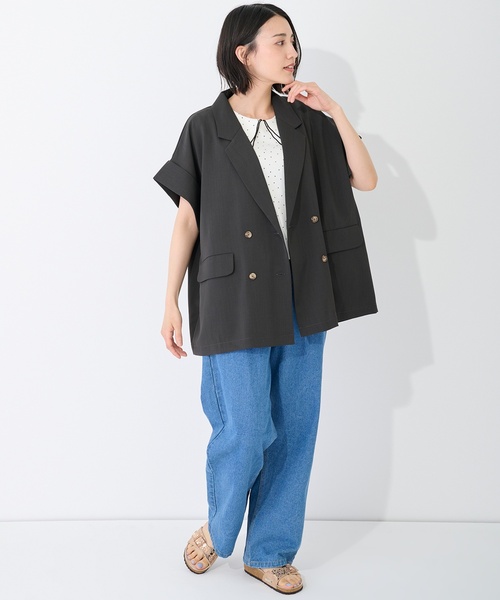 petit main LIEN(プティマインリアン)の「麻タッチドライシャツジャケット(ミリタリージャケット・レディース・ダークブラウン/ベージュ・F)」の5枚目の写真