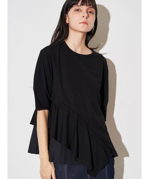 ELENDEEK（エレンディーク）の「サイドフレアドッキングカットソー（Tシャツ/カットソー・レディース・ベージュ/ブラック/オフホワイト・FREE）」の15枚目の写真