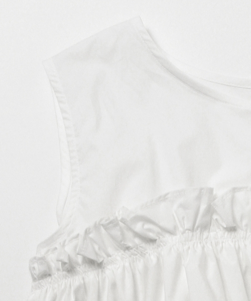 Ray BEAMS（レイビームス）の「◇【ラブリ着用】Ray BEAMS / ヨーク ギャザー キリカエ ノースリーブ（シャツ/ブラウス・レディース・ホワイト/ブラック/オリーブ・ONE SIZE）」の18枚目の写真