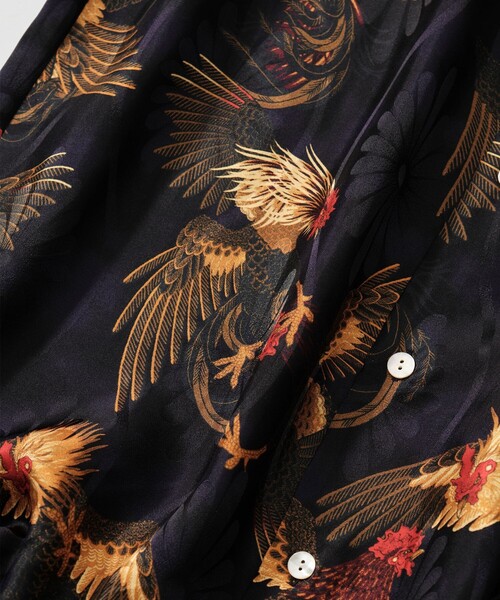 NIPOALOHA（ニポアロハ）の「【NIPOALOHA/二ポアロハ】SILK SHORT SLEEVE ALOHA SHIRT〈COCK FIGHTING/ BLACK BLUE〉（シャツ/ブラウス・メンズ・ブラック・S/M）」の3枚目の写真