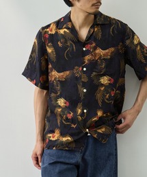 NIPOALOHA（ニポアロハ）の「【NIPOALOHA/二ポアロハ】SILK SHORT SLEEVE ALOHA SHIRT〈COCK FIGHTING/ BLACK BLUE〉（シャツ/ブラウス）」