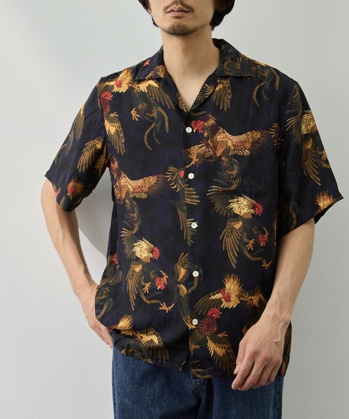 NIPOALOHA（ニポアロハ）の「【NIPOALOHA/二ポアロハ】SILK SHORT SLEEVE ALOHA SHIRT〈COCK FIGHTING/ BLACK BLUE〉（シャツ/ブラウス・メンズ・ブラック・S/M）」の4枚目の写真