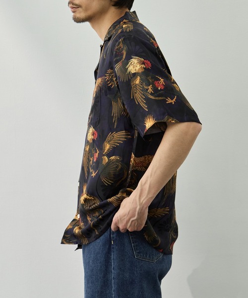 NIPOALOHA（ニポアロハ）の「【NIPOALOHA/二ポアロハ】SILK SHORT SLEEVE ALOHA SHIRT〈COCK FIGHTING/ BLACK BLUE〉（シャツ/ブラウス・メンズ・ブラック・S/M）」の5枚目の写真