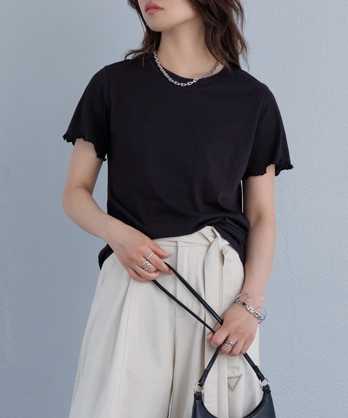 murea(ミュレア)の「メロウデザインクルーネック半袖Tシャツ(Tシャツ/カットソー・レディース・ブラック/ホワイト/チャコールグレー・FREE)」の7枚目の写真
