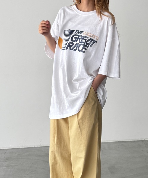 CANAL JEAN(キャナルジーン)の「Lakey Park GREAT RACE Tシャツ(Tシャツ/カットソー・レディース・カーキ/ホワイト・ONE SIZE)」の9枚目の写真