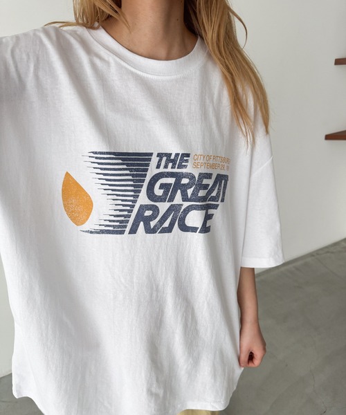 CANAL JEAN(キャナルジーン)の「Lakey Park GREAT RACE Tシャツ(Tシャツ/カットソー・レディース・カーキ/ホワイト・ONE SIZE)」の8枚目の写真