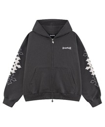 A'GEM/9 × .kom 『SUPPLIER/サプライヤー』 Multiple Cross Leather Patch Zip Hoodie/マルチプルクロスレザーパッチジップパーカー