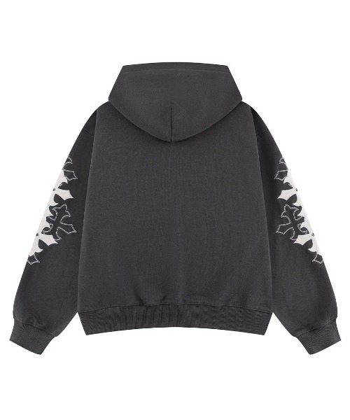 SUPPLIER(サプライヤー)の「A'GEM/9 × .kom 『SUPPLIER/サプライヤー』 Multiple Cross Leather Patch Zip Hoodie/マルチプルクロスレザーパッチジップパーカー(パーカー・メンズ・グレー/ブラック・L/XL)」の12枚目の写真