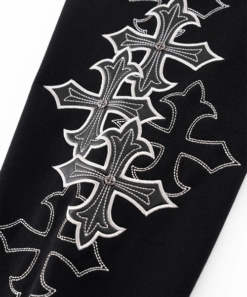 SUPPLIER(サプライヤー)の「A'GEM/9 × .kom 『SUPPLIER/サプライヤー』 Multiple Cross Leather Patch Zip Hoodie/マルチプルクロスレザーパッチジップパーカー(パーカー・メンズ・グレー/ブラック・L/XL)」の8枚目の写真