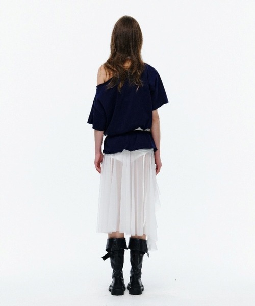 Midnight Move(ミッドナイトムーブ)の「Midnight Move/ドットレイヤードTシャツ(Tシャツ/カットソー・レディース・ホワイト/ネイビー・FREE)」の6枚目の写真