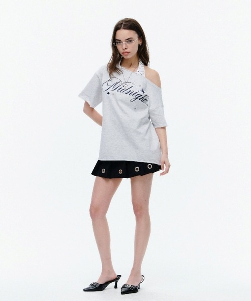 Midnight Move(ミッドナイトムーブ)の「Midnight Move/ドットレイヤードTシャツ(Tシャツ/カットソー・レディース・ホワイト/ネイビー・FREE)」の10枚目の写真