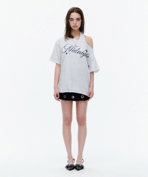Midnight Move(ミッドナイトムーブ)の「Midnight Move/ドットレイヤードTシャツ(Tシャツ/カットソー・レディース・ホワイト/ネイビー・FREE)」の11枚目の写真