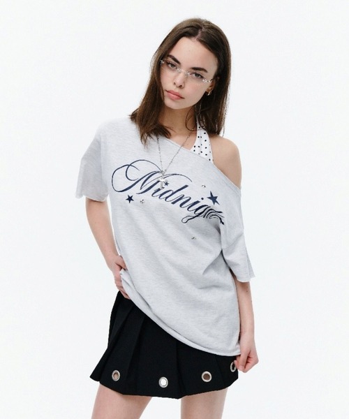 Midnight Move(ミッドナイトムーブ)の「Midnight Move/ドットレイヤードTシャツ(Tシャツ/カットソー・レディース・ホワイト/ネイビー・FREE)」の14枚目の写真