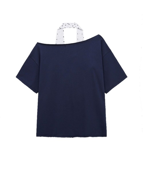 Midnight Move(ミッドナイトムーブ)の「Midnight Move/ドットレイヤードTシャツ(Tシャツ/カットソー・レディース・ホワイト/ネイビー・FREE)」の20枚目の写真