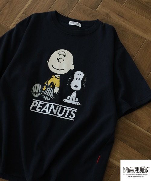 PEANUTS(ピーナッツ)の「PEANUTS スヌーピー柄接触冷感ビッグシルエット半袖Tシャツ(Tシャツ/カットソー・メンズ・サックスブルー系/ネイビー/ホワイト系/オフホワイト/ネイビー系/グレイッシュベージュ・M/L/S/LL)」の4枚目の写真