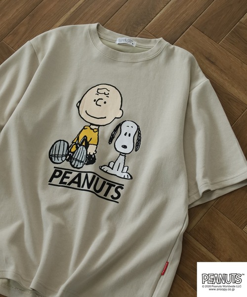PEANUTS(ピーナッツ)の「PEANUTS スヌーピー柄接触冷感ビッグシルエット半袖Tシャツ(Tシャツ/カットソー・メンズ・サックスブルー系/ネイビー/ホワイト系/オフホワイト/ネイビー系/グレイッシュベージュ・M/L/S/LL)」の3枚目の写真