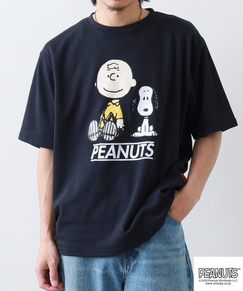 PEANUTS(ピーナッツ)の「PEANUTS スヌーピー柄接触冷感ビッグシルエット半袖Tシャツ(Tシャツ/カットソー・メンズ・サックスブルー系/ネイビー/ホワイト系/オフホワイト/ネイビー系/グレイッシュベージュ・M/L/S/LL)」の14枚目の写真