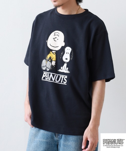 PEANUTS(ピーナッツ)の「PEANUTS スヌーピー柄接触冷感ビッグシルエット半袖Tシャツ(Tシャツ/カットソー・メンズ・サックスブルー系/ネイビー/ホワイト系/オフホワイト/ネイビー系/グレイッシュベージュ・M/L/S/LL)」の15枚目の写真