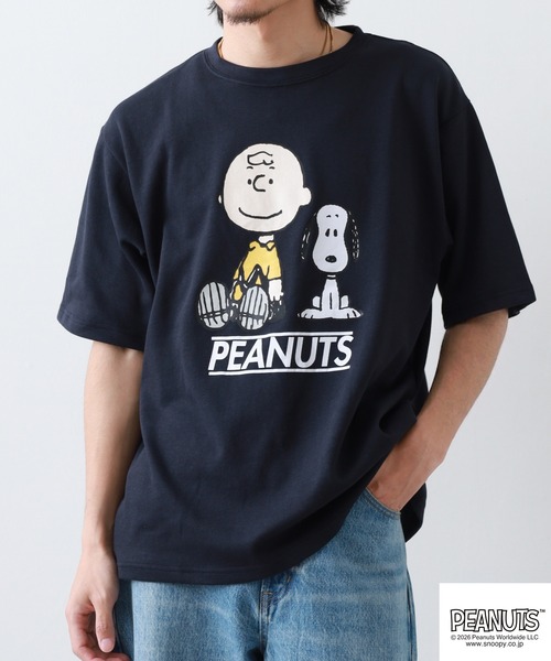 PEANUTS(ピーナッツ)の「PEANUTS スヌーピー柄接触冷感ビッグシルエット半袖Tシャツ(Tシャツ/カットソー・メンズ・サックスブルー系/ネイビー/ホワイト系/オフホワイト/ネイビー系/グレイッシュベージュ・M/L/S/LL)」の16枚目の写真