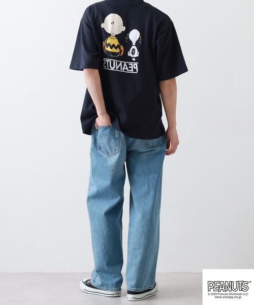 PEANUTS(ピーナッツ)の「PEANUTS スヌーピー柄接触冷感ビッグシルエット半袖Tシャツ(Tシャツ/カットソー・メンズ・サックスブルー系/ネイビー/ホワイト系/オフホワイト/ネイビー系/グレイッシュベージュ・M/L/S/LL)」の20枚目の写真