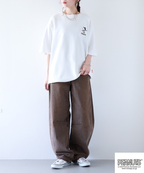 PEANUTS(ピーナッツ)の「PEANUTS スヌーピー柄接触冷感ビッグシルエット半袖Tシャツ(Tシャツ/カットソー・メンズ・サックスブルー系/ネイビー/ホワイト系/オフホワイト/ネイビー系/グレイッシュベージュ・M/L/S/LL)」の12枚目の写真