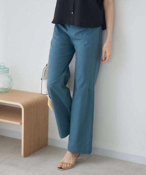KATHARINE ROSS(キャサリンロス)の「【接触冷感】麻混フレアパンツ(その他パンツ・レディース・グリーン/ネイビー・MEDIUM/LARGE)」の1枚目の写真