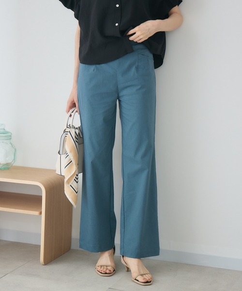 KATHARINE ROSS(キャサリンロス)の「【接触冷感】麻混フレアパンツ(その他パンツ・レディース・グリーン/ネイビー・MEDIUM/LARGE)」の3枚目の写真