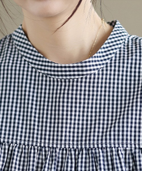 ONEP STAR(ワンピスター)の「ギンガムティアードブラウス(シャツ/ブラウス・レディース・ネイビー・MEDIUM/LARGE/X-LARGE)」の7枚目の写真