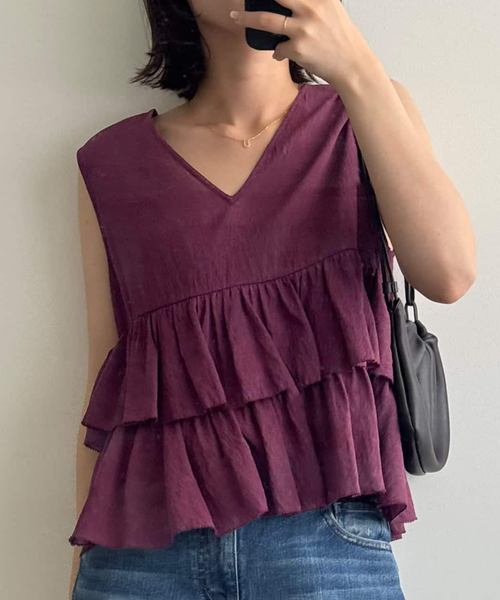 WEB‑лимит 2WAY Peplum Frill — блузка‑наслоение