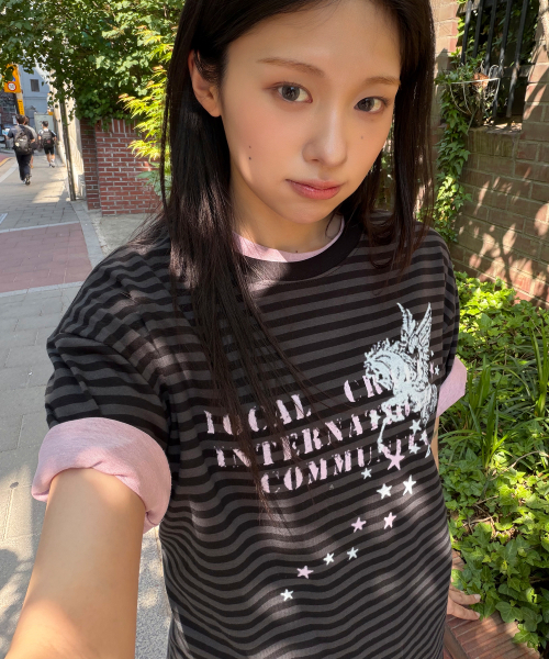 TRAVEL(トラベル)の「ユニコーンストライプ半袖Tシャツブラック(Tシャツ/カットソー・レディース・その他・MEDIUM/LARGE/X-LARGE/SMALL)」の1枚目の写真