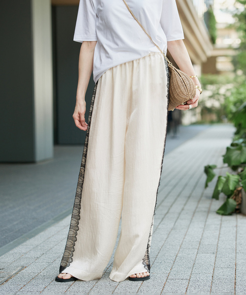 VERMEIL par iena（ヴェルメイユパーイエナ）の「Side Lace リラックスパンツ（その他パンツ・レディース・ホワイト系その他/ネイビー・36/38）」の6枚目の写真